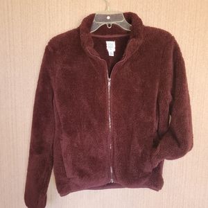 Wine colored zip up cozy sweatshirt
